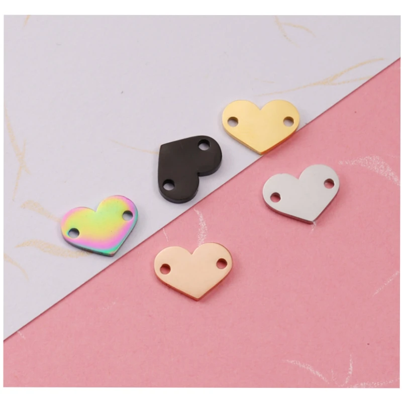 

20piece/lot Stainless Steel Mirror Polished Heart Love Charms Connectors For Women Necklace Bracelet DIY