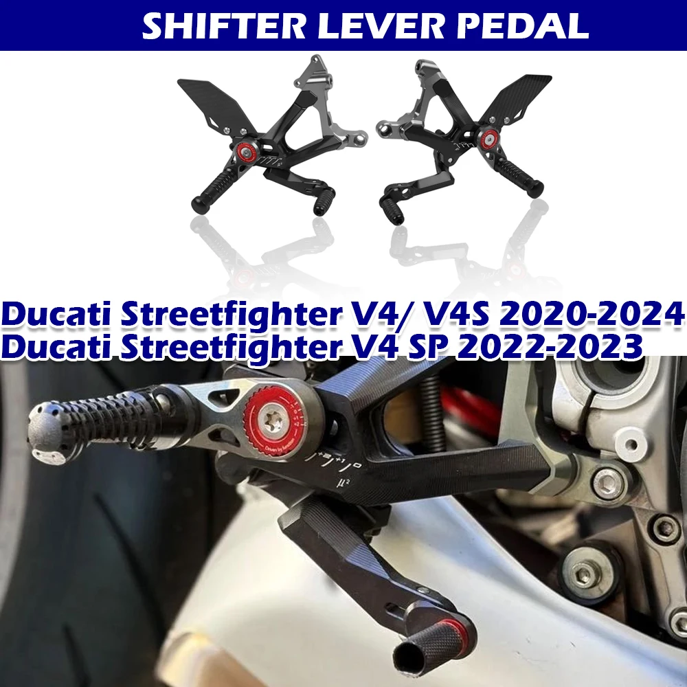 

For Ducati Streetfighter V4 V4S 2020-2024 V4 SP 2022-2023 Adjustable Rearset Footrest Foot Pedal Gear Shifter Rear Set Foot Pegs