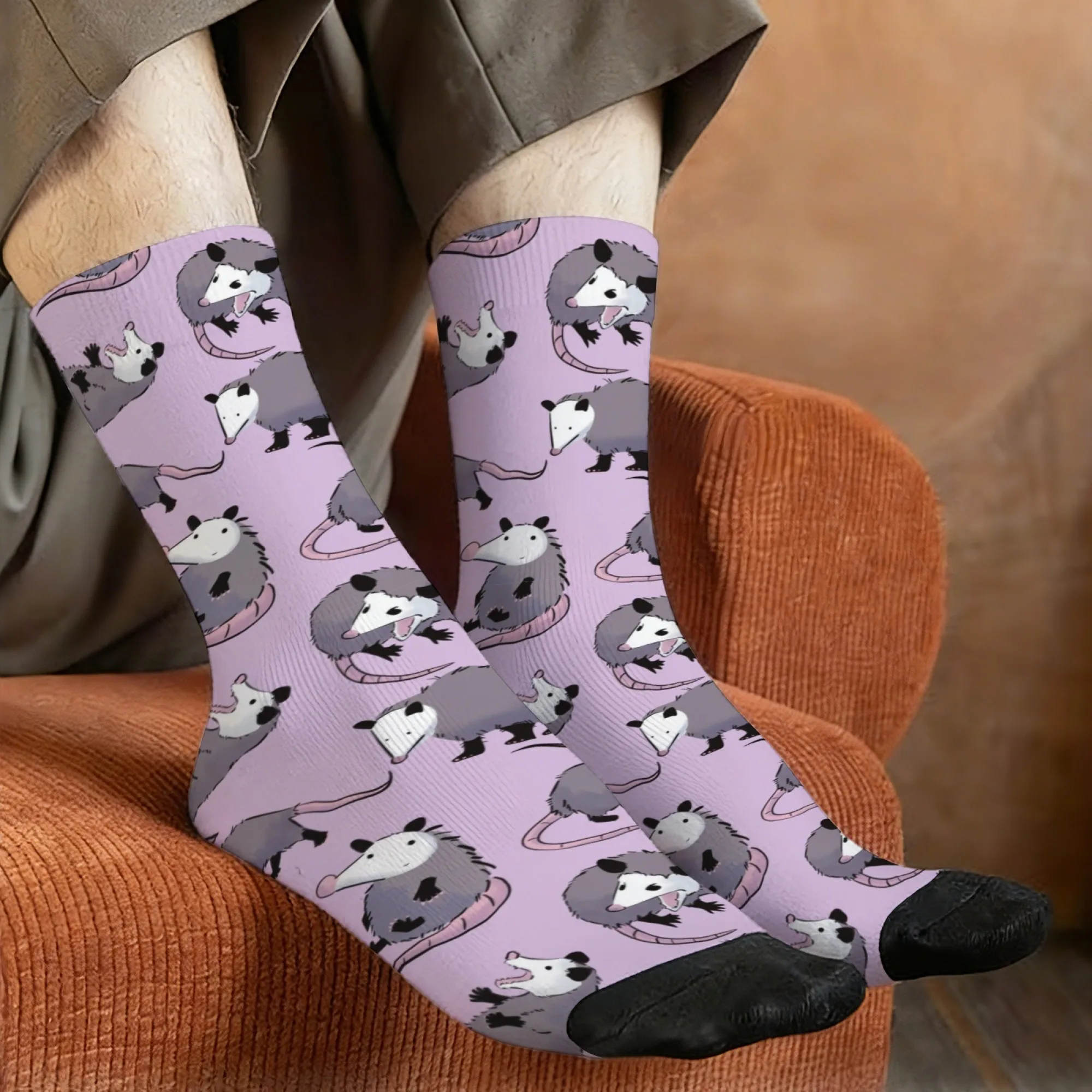 

Cute Cartoon Opossum Socks Soft Comfortable Skin Friendly Men's Socks Outdoors Sports Fitness Novelty Funny Festive Gift Socks