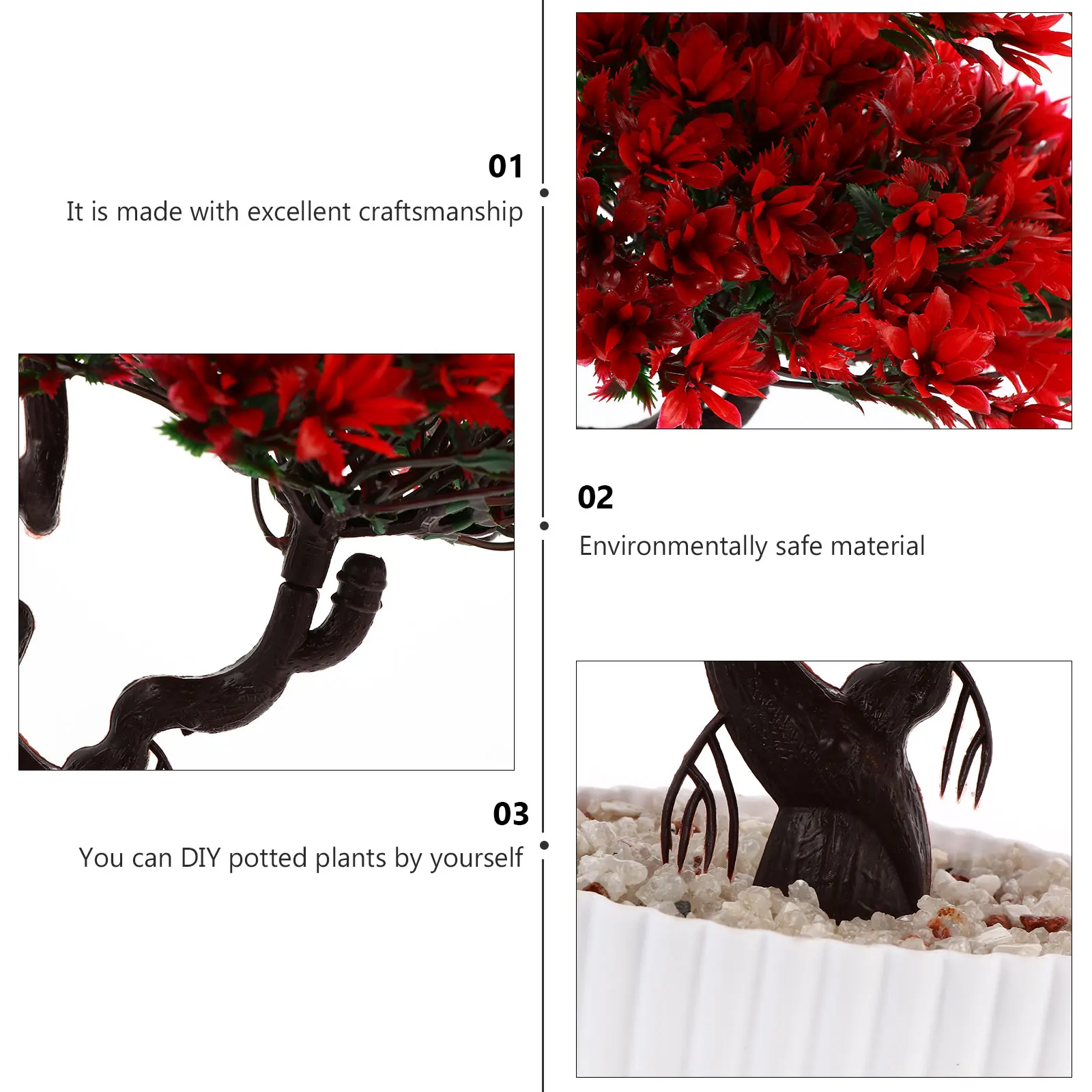 

Artificial Plants Simulation Bonsai Fake Guest greeting Pine Red Color Decorative Living Room Office Shop Long lasting Plastic