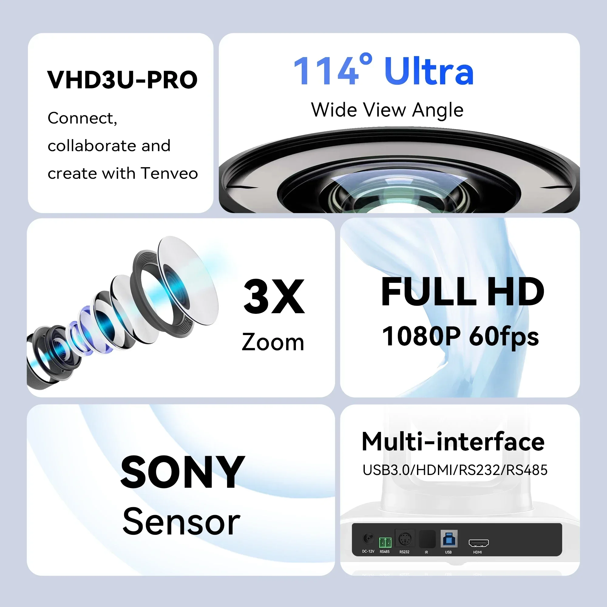 Tenveo VHD3U 3X Optical Zoom USB3.0 Conference Camera