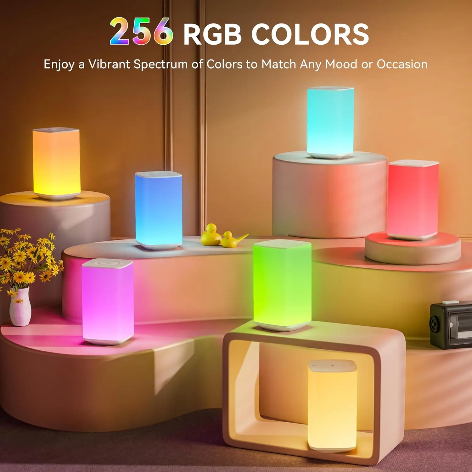 

RGB square desk lamp, remote control&touch control brightness and timing, bedroom, living room, party atmosphere light