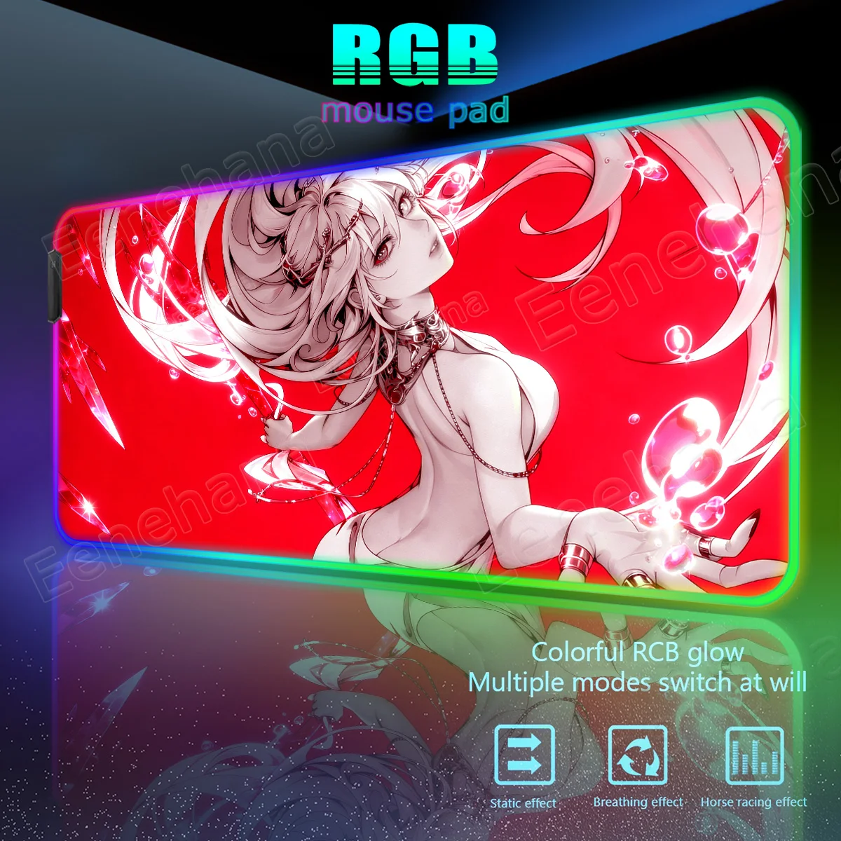 RGB Gamer Olympus Series Zeus Hades Poseidon Ares Girl Rubber Mouse Pad Office HD DeskMat Gaming Computer Luminescence TablePads