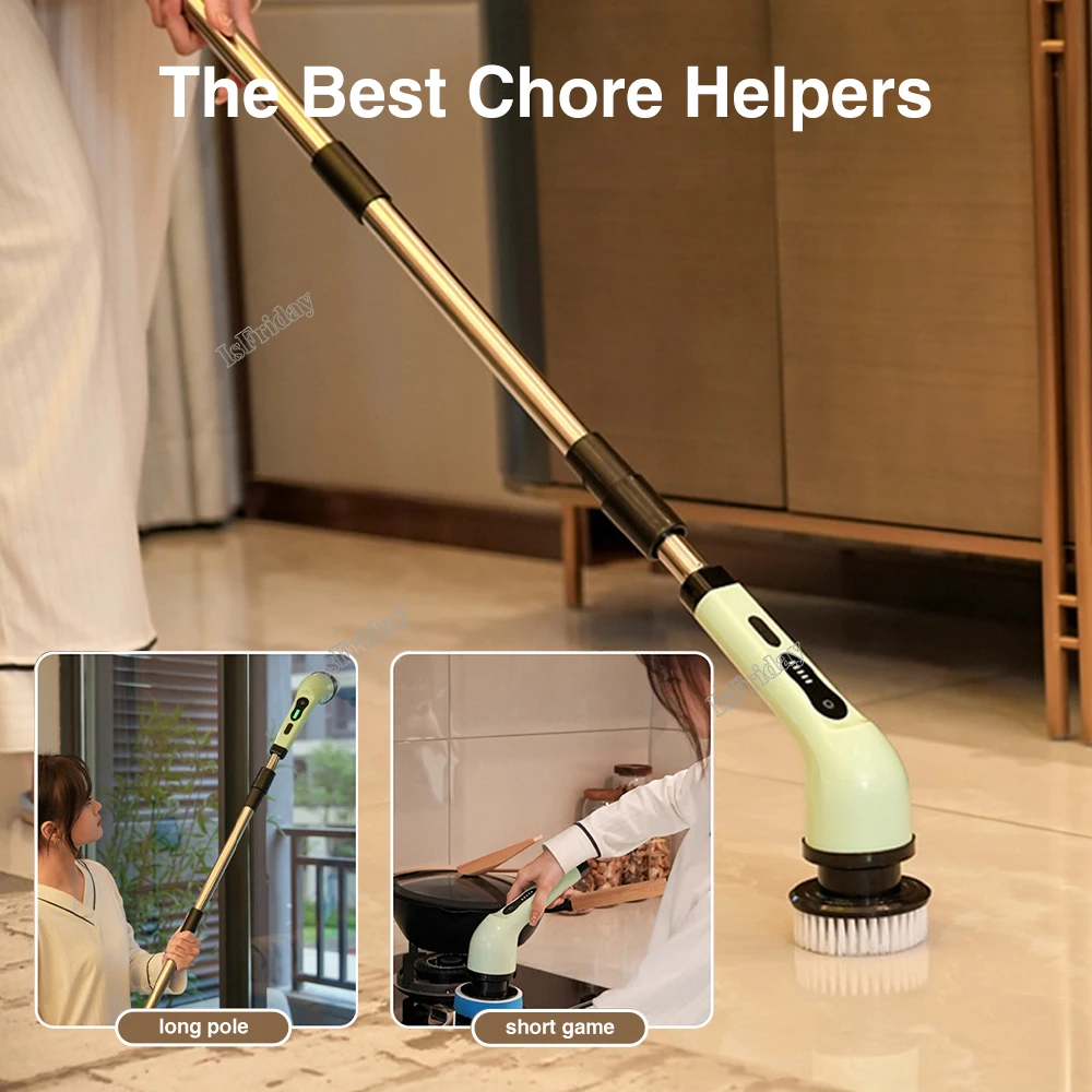 9-in-1 Wireless Electric Cleaning Brush Multifunctional Bathroom Window Kitchen Automotive Household Rotating Cleaning Machine