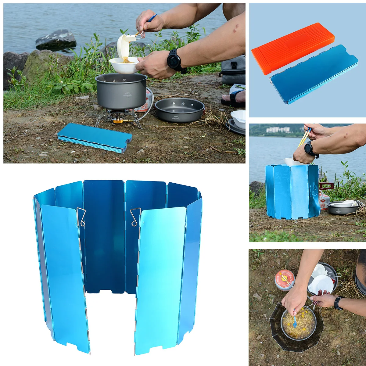 

10pcs Stove Windscreen Portable Foldable Windshield For Camping Outdoor Bbq Windproof Durable Lightweight Wind Blocker For