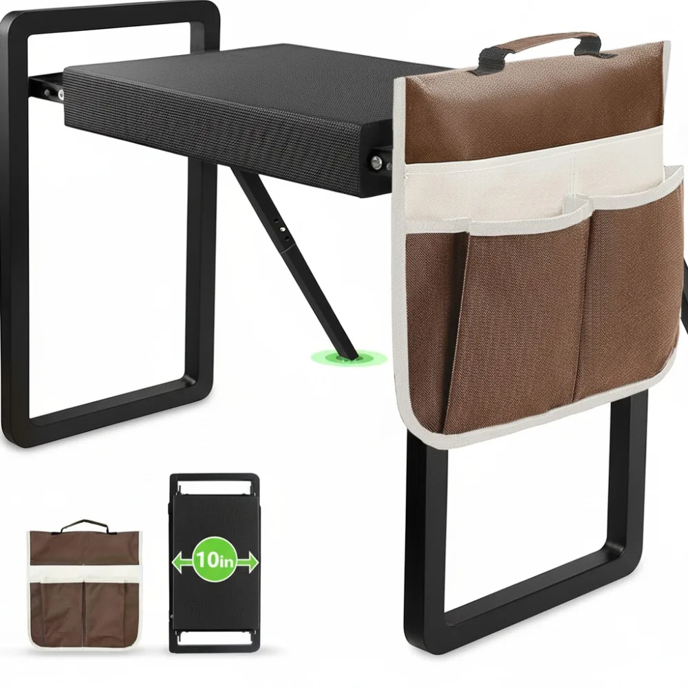 

Foldable Garden Kneeler Seat with Tool Bag, Anti-Tipping Design, Heavy Duty 400lbs Capacity, Gardening Gift for Women Men