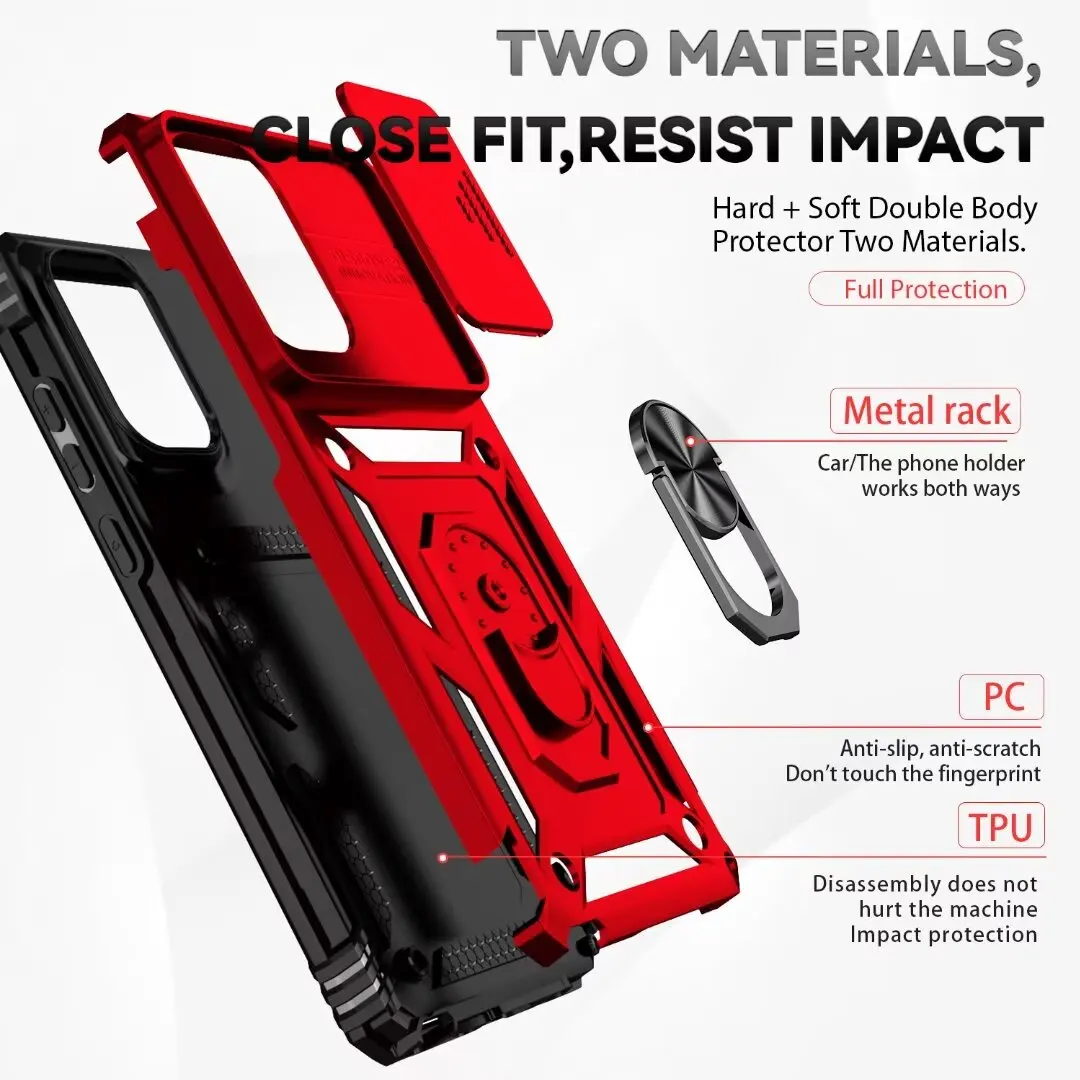 Kickstand+Camera Lens Protector Shockproof Case For Motorola Moto G stylus 5G 2024 Cover With Screen Protector