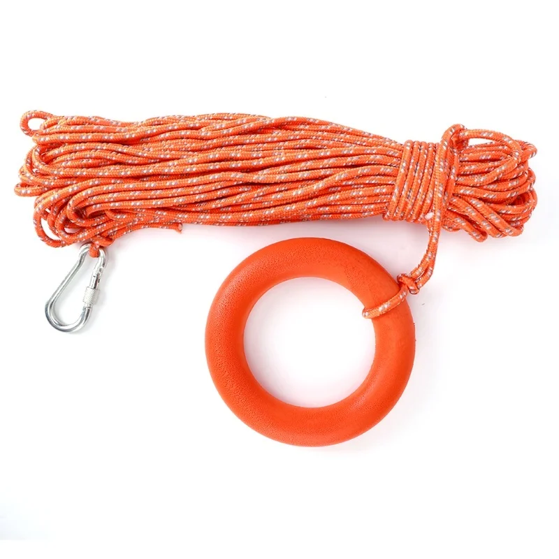 6MM Diameter 30M PVC Reflective Lifesaving Rope With Hook Pull Rings Lifesaving Equipment