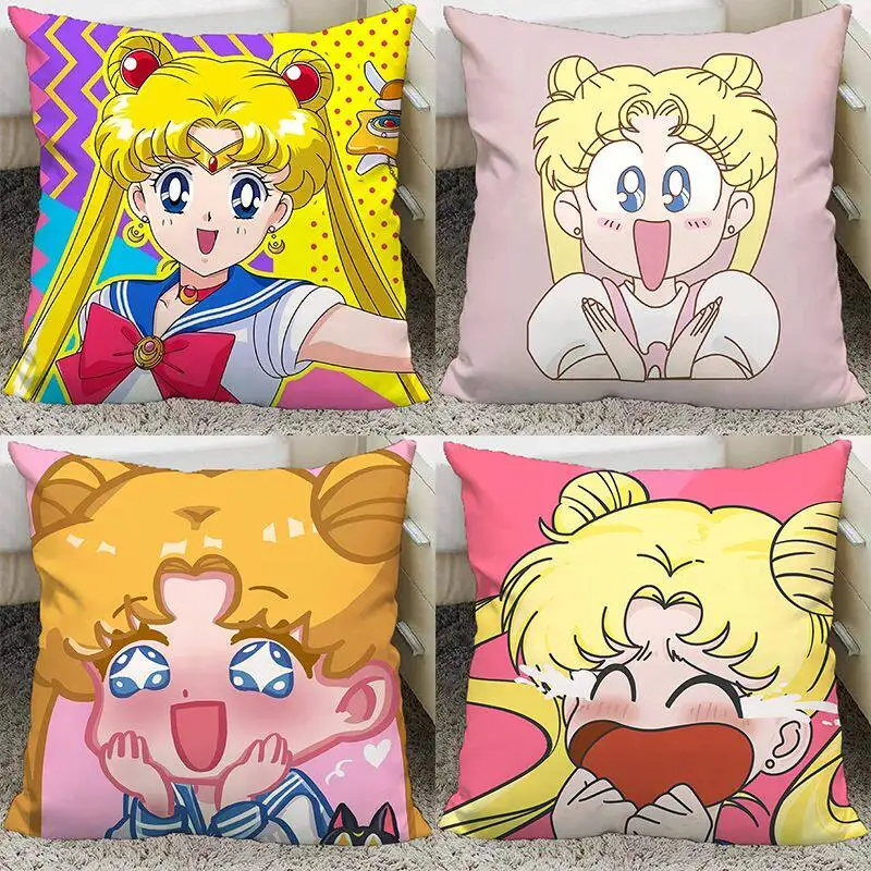 Sailor Moon anime peripheral pillows, cushions, pink and cute, water ice moon hare, room sofa decoration pillows gift wholesale