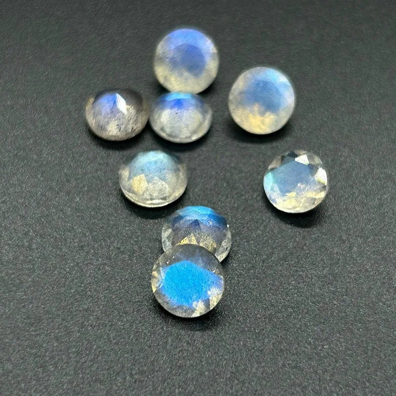 Natural Strong Blue Fire Labradorite Round Shape Faceted Cut Loose Gemstones Size 6.5mm For Jewelry Making