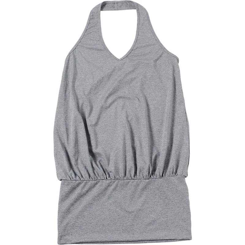 Weird Puss Modisches Einfaches Kleid für Damen, Herbst-Trend, Geraffter V-Ausschnitt, Ärmellos, Sexy, Mitternacht, Street-Party, Club, Pfirsichfarben, Figurbetont – Detail 3