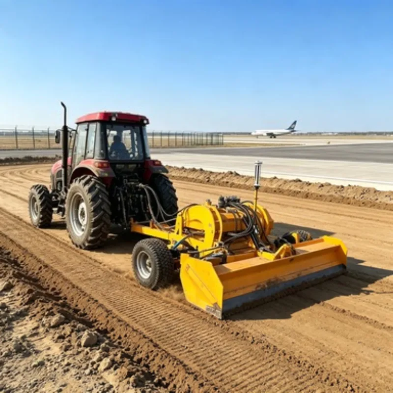 Advanced Laser‑Guided Grader with Leveling Scraper, Tractor‑Mounted System Featuring Precision Gearbox for Reduced Irrigation