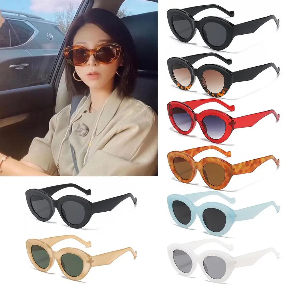 Ins Popular Eyewear Shades Sun Glasses Oversized Sunglasses Thick Frame Oval Sun Glasses