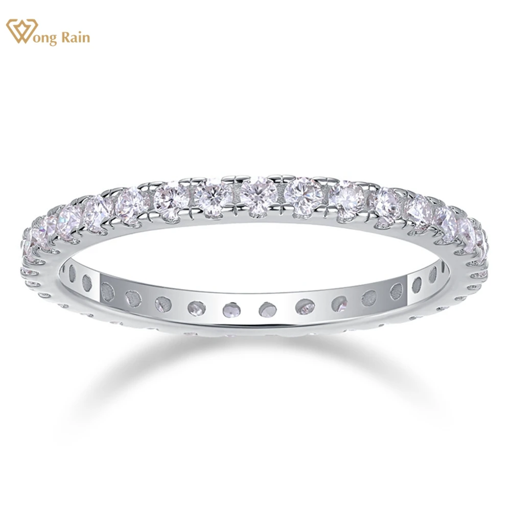 

Wong Rain 100% 925 Sterling Silver 3EX VVS1 D Round Cut Real Moissanite Full Diamond Row Rings Jewelry Wedding Band Wholesale