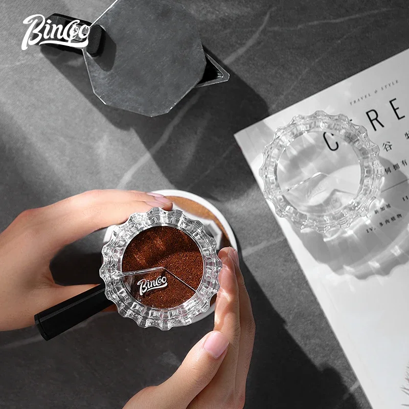 

Bincoo Professional Coffee Distributor - Crown Gear Leveling Tamper for Moka Pot & Espresso Portafilter, Barista Tool