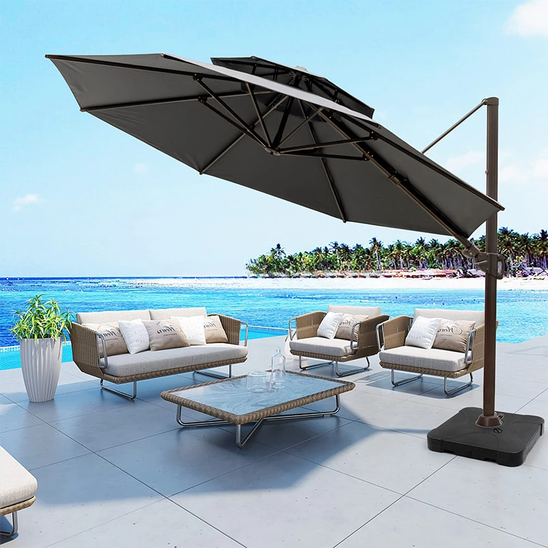 Modern Design Aluminum Pole Patio Umbrella for Hotel Park and Villa Outdoor Furniture Frame for Mall and Home Use