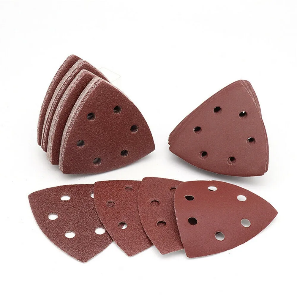 20pcs Triangular Sanding Disc 90x90mm 6 Hole Sander Hook & Loop Sandpaper Abrasive Tools For Wood Metal Sanding Grit 40-320