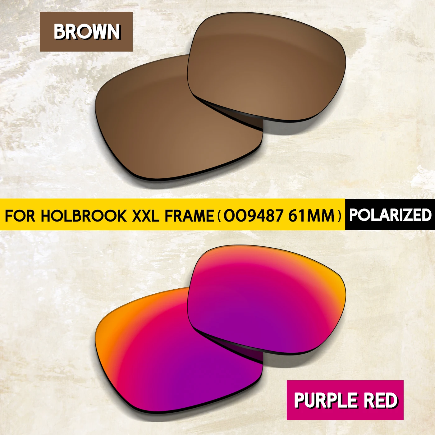 2 pairs Polarized Replacement Lenses for Oakley Holbrook XXL OO9487 61mm Sunglasses - Impact-Resistant Material