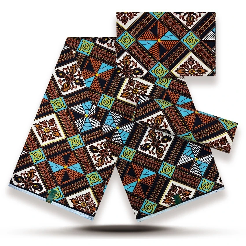 

2025 New Hot Sale African Wax Print Fabric 100% Cotton Nigerian Ankara Tissu Block Print Batik High Quality Wax 6yards Y5-801-1