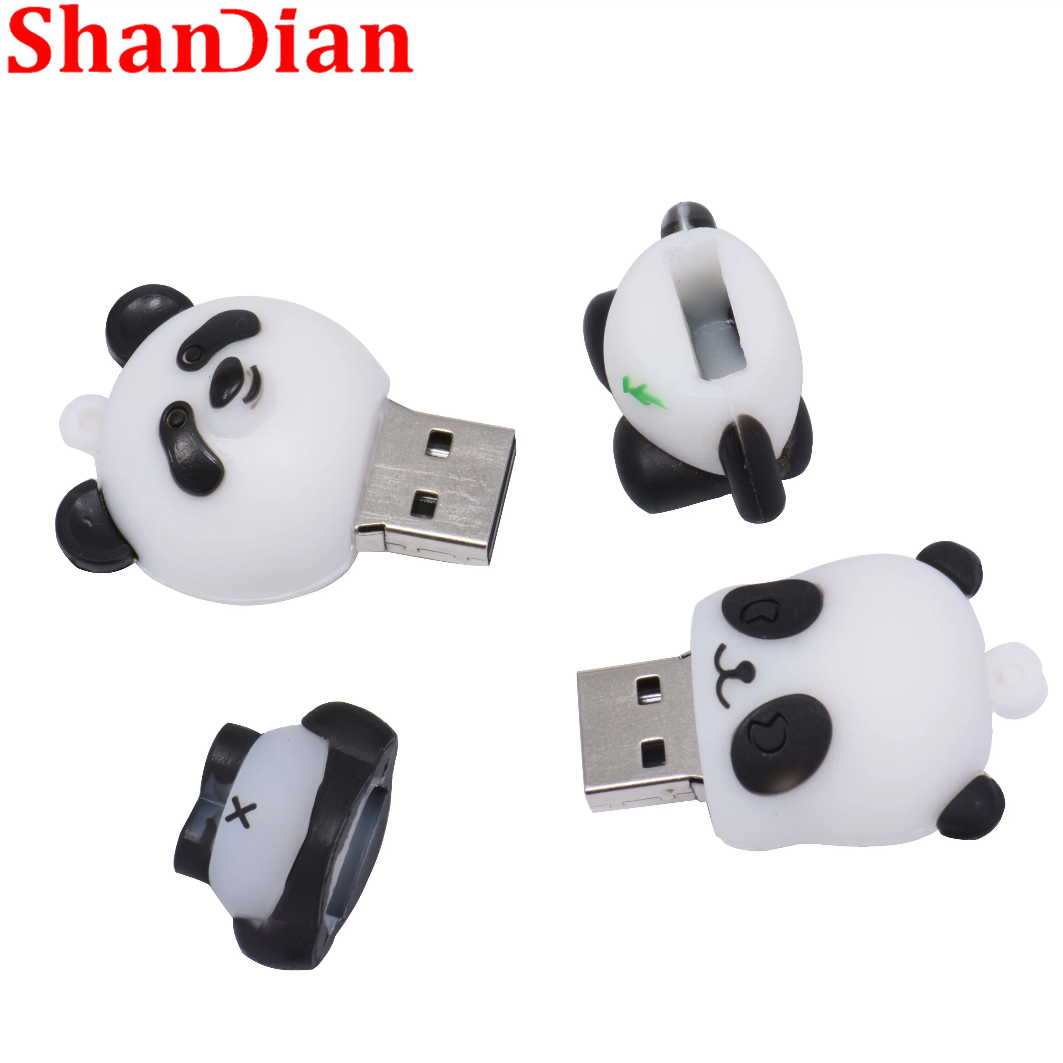 Cartoon Panda Gift Pen Drive Real Capacity With Key Chain Flash Drives Silicone Memory Stick To children U Disk 64GB/32GB/16G/8G