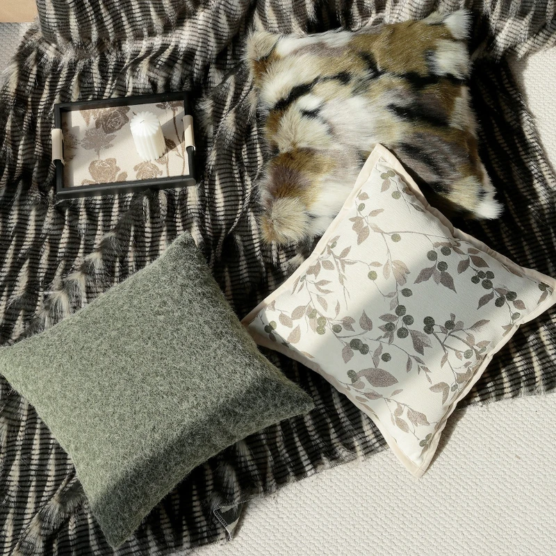 45X45CM French Green Throw Pillow Cover Modern Simple Homestay Cushion Cover Decor Home Decorative Pillowcase