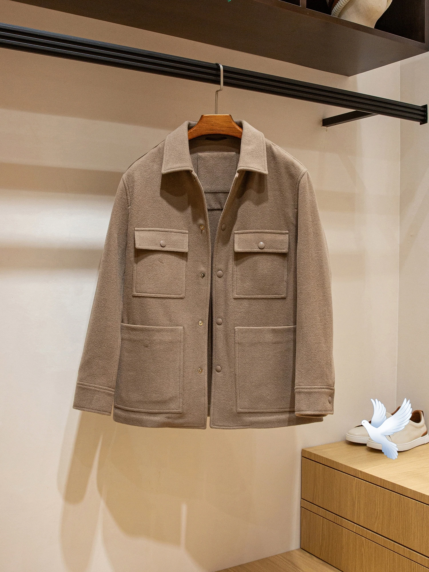 Italian 100% Wool Men's Luxury Business Casual Lapel Jacket High-Quality Autumn Winter Fashion