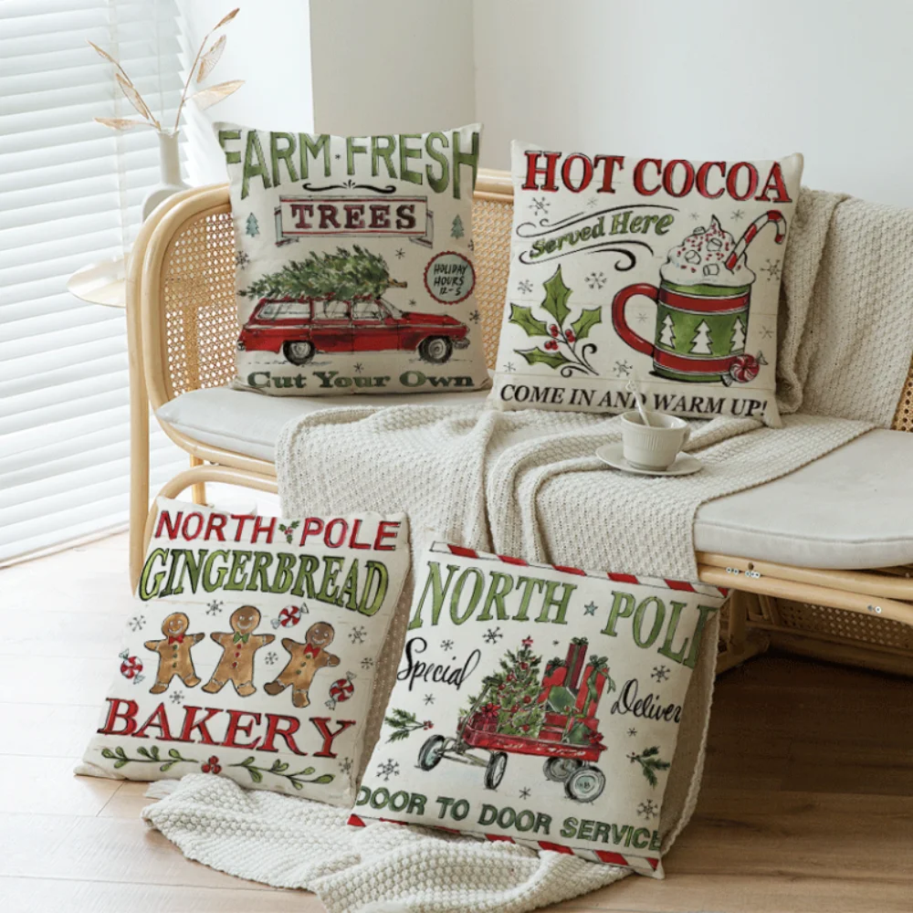 Cartoon Christmas Pillowcase Animals Dogs Cushion Cover Home Decorative Linen Pillow Cover Sofa Sofa Cushion Case Kussenhoes