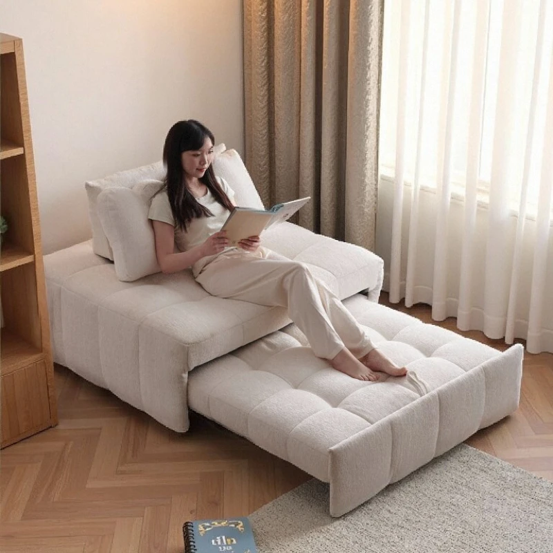 Foldable Snowflake Velvet Sofa Bed, Cream Puff Single Sleeper for Small Spaces