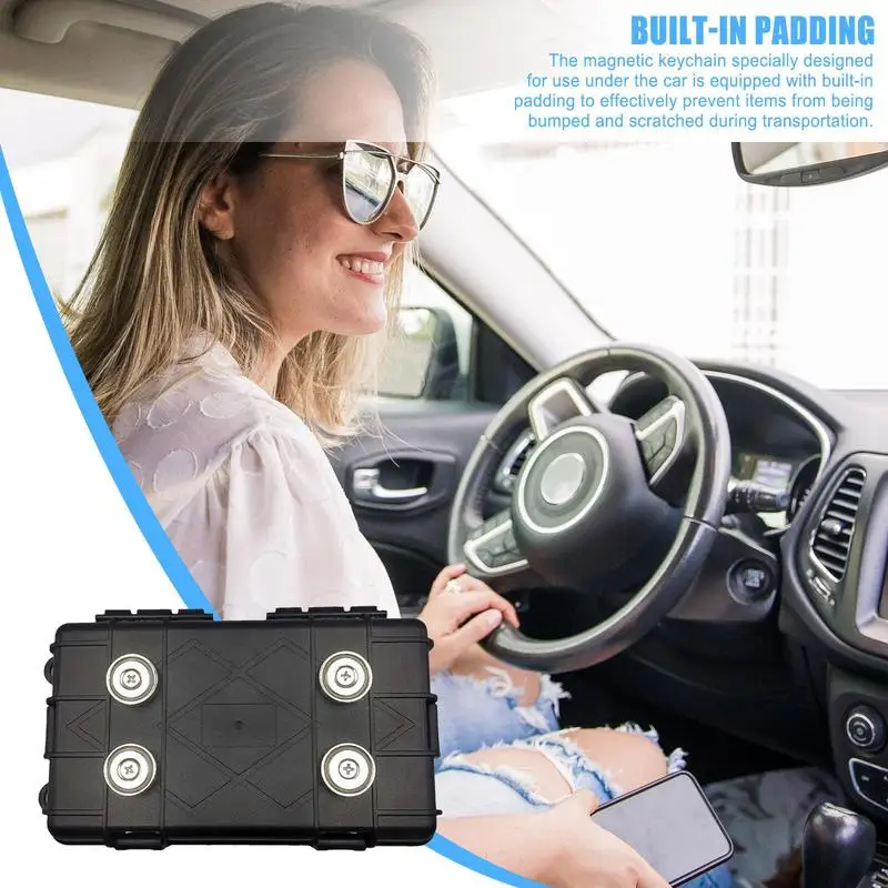 Auto Magnetic Key Holder Under Car Hide Key Box Waterproof Key Hider Rustproof Multifunctional Box for Spare Key GPS Locator