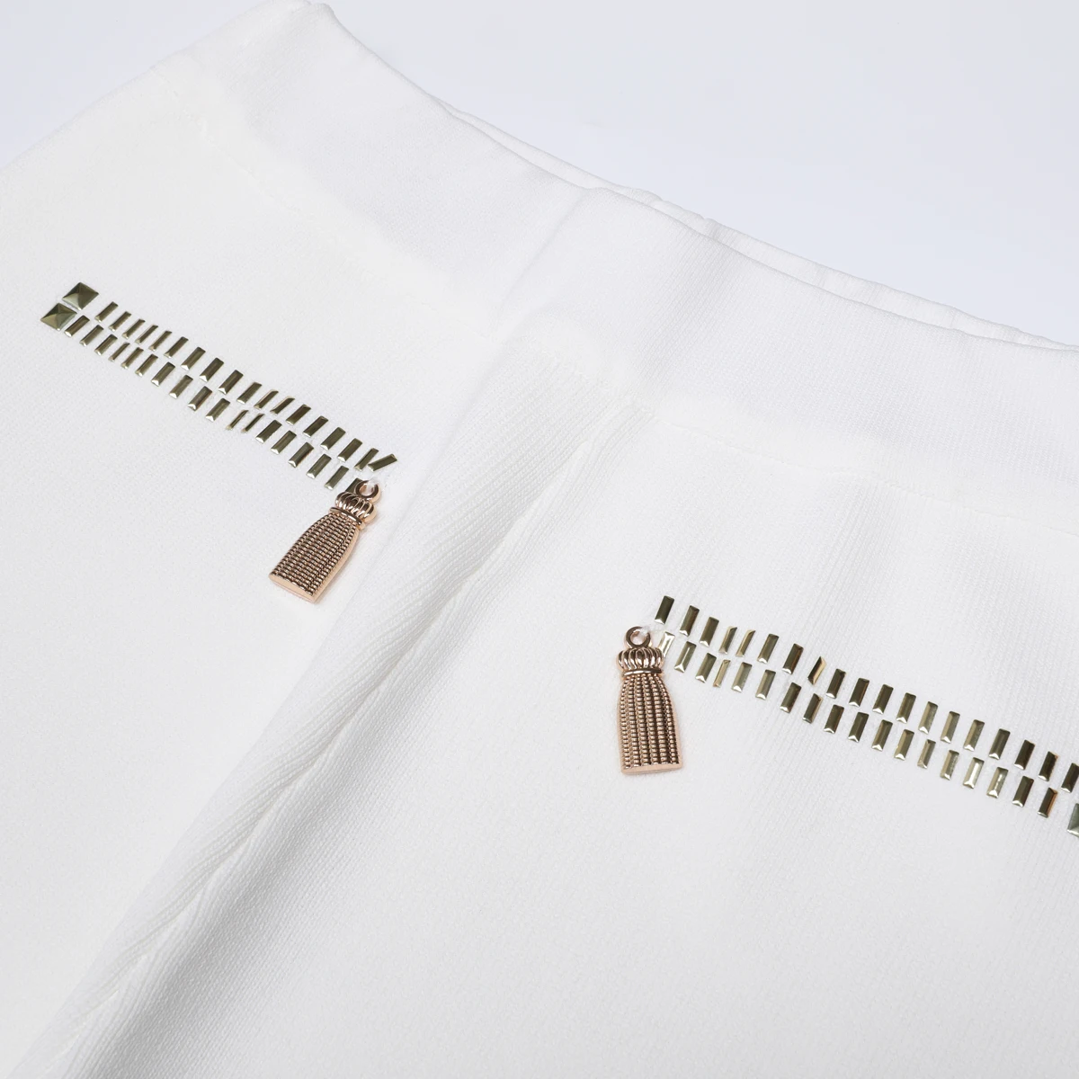 High-End-Qualität Frühling und Herbst neue Damen modische heißgepresste kleine Goldbarren-Diamanthose, gestrickte Freizeithose