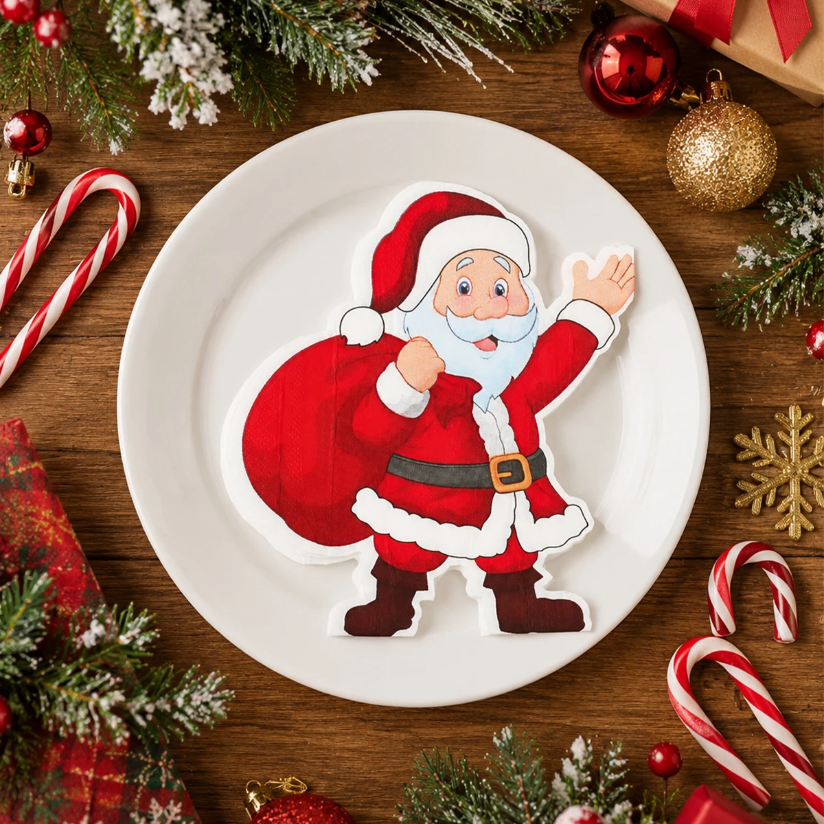 Christmas Disposable Paper Napkins Merry Christmas Decor for Home 2026 Cartoon Santa Claus Tissues Navidad Natal New Year 2027