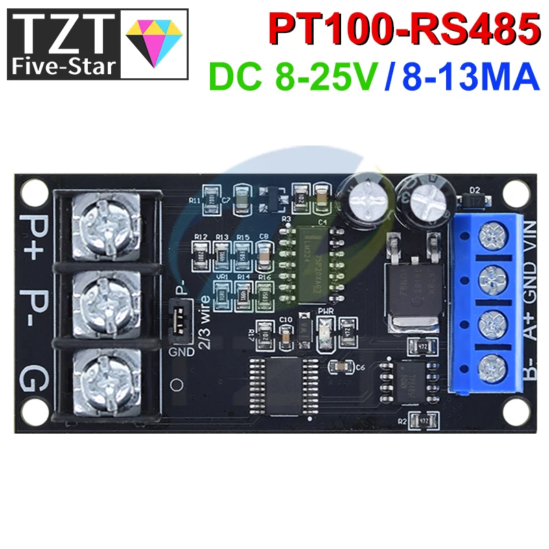 TZT PT100 Platinum Thermal Resistance RTD Temperature Sensor Transmitter RS485 MODUBS RTU Module