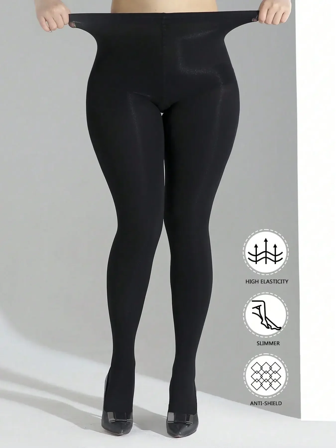 Large size high elastic matte slimming anti-hook black pantyhose everyday versatile base stockings