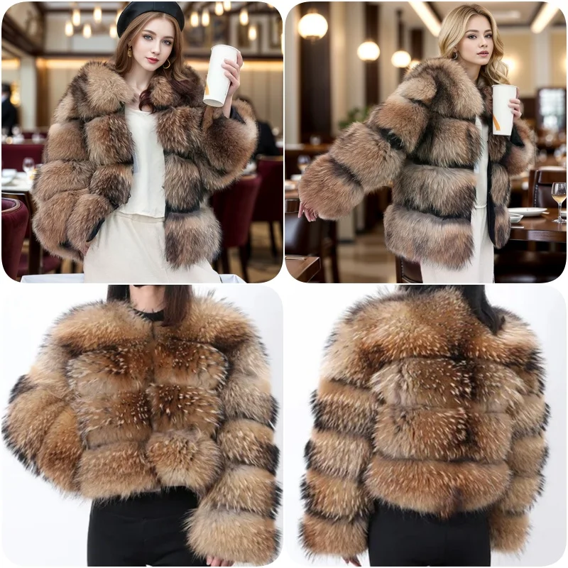 2024 new style real fur coat 100% natural maomaokong fur jacket female winter warm leather fox fur coat fur vest Free shipping