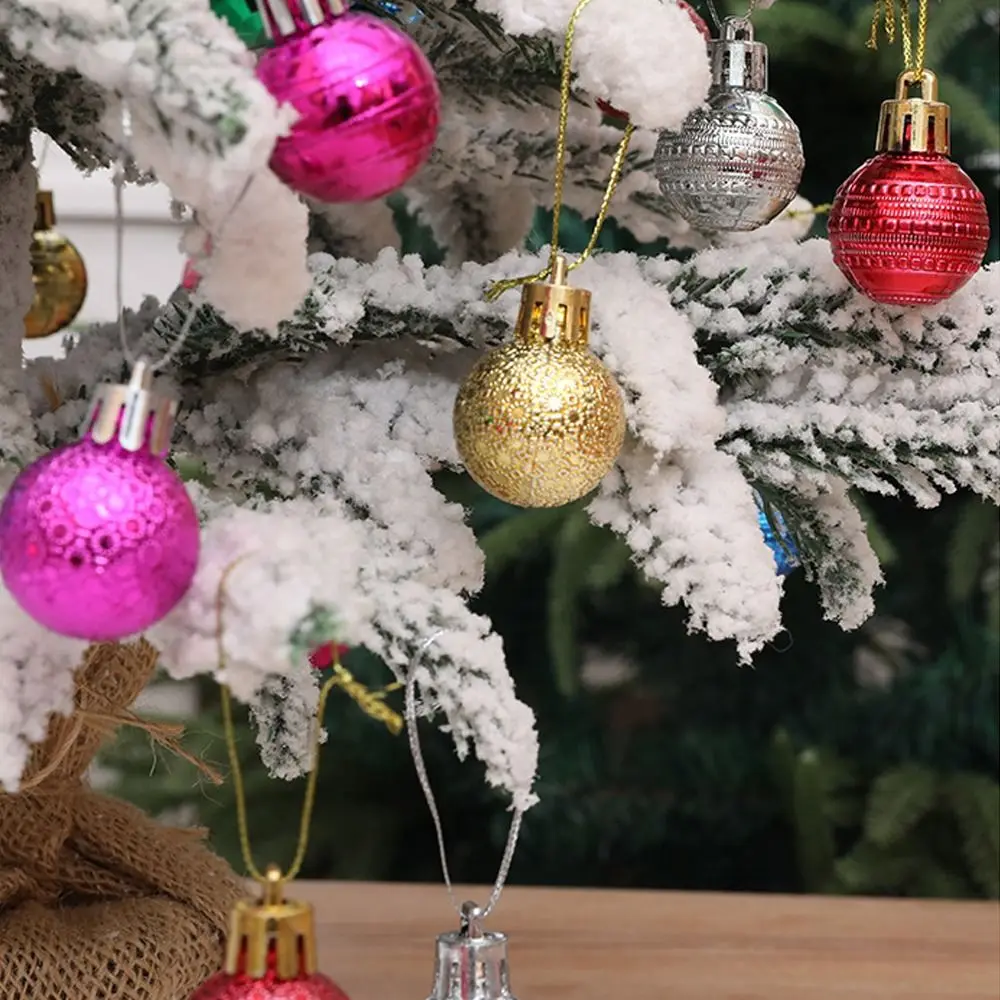 12pcs 3cm Painted Christmas Balls Set Colorful Plastic Electroplated Christmas Hanging Balls Festival Cute