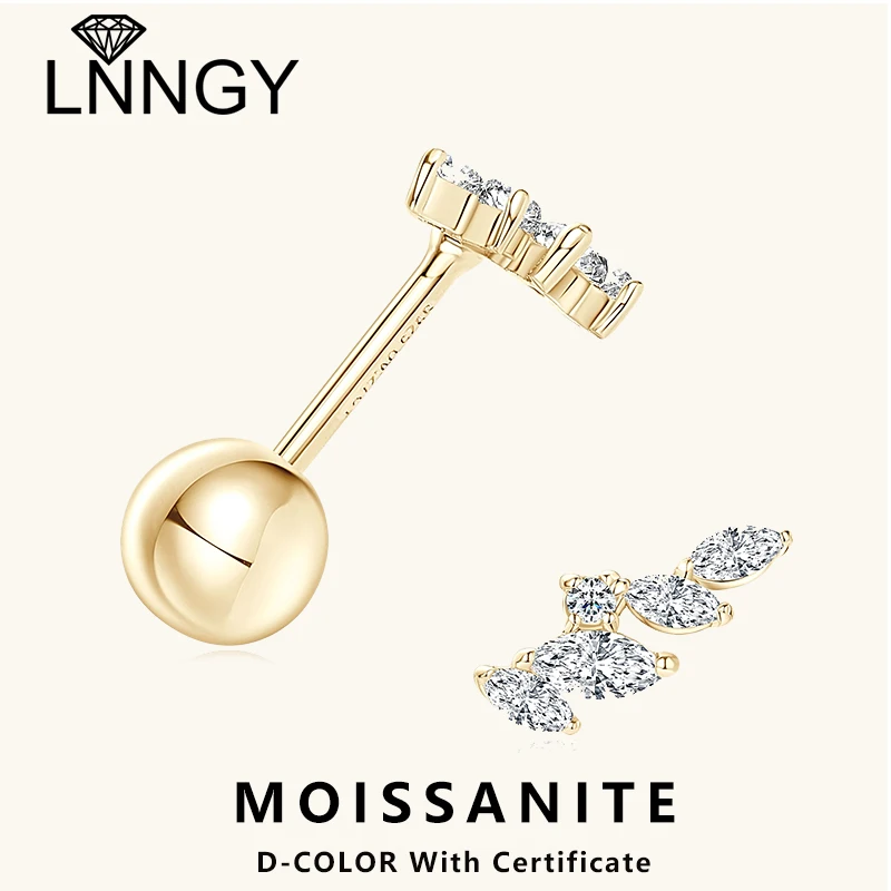 Lnngy Oval Cut Moissanite Earrings For Women 925 Sterling Silver Cartilage Stud Earring Piercing Pendientes Plata 925 Jewelry