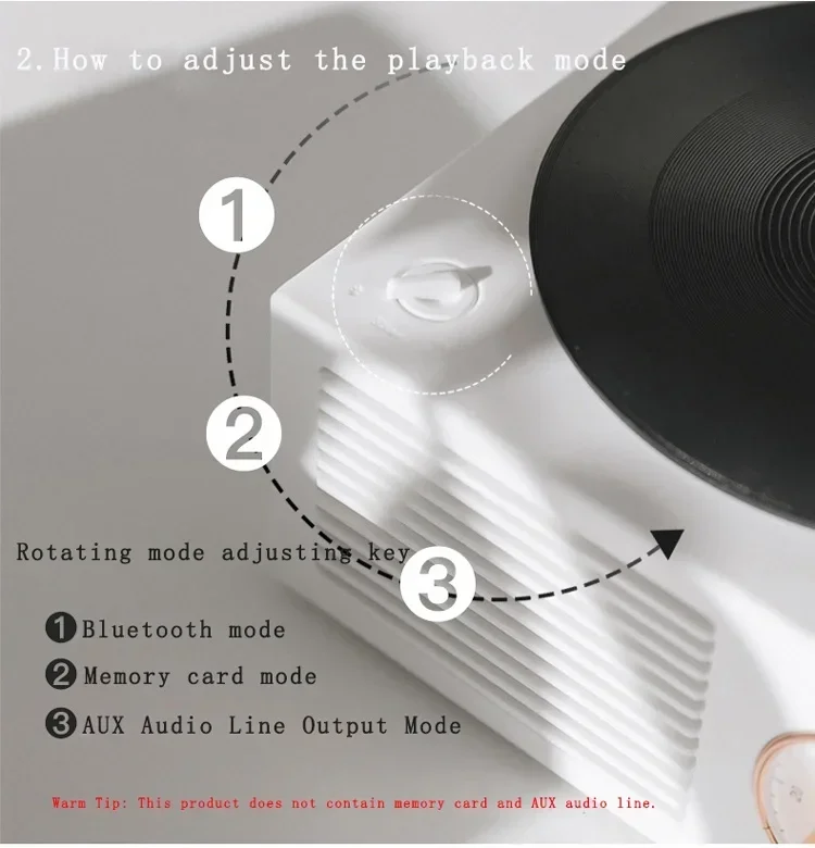 

Speaker HIFI Aux Support Vintage Retro Microphone Portable Record Player Shape Music Box Type Built-in Bluetooth Stereo Wireless