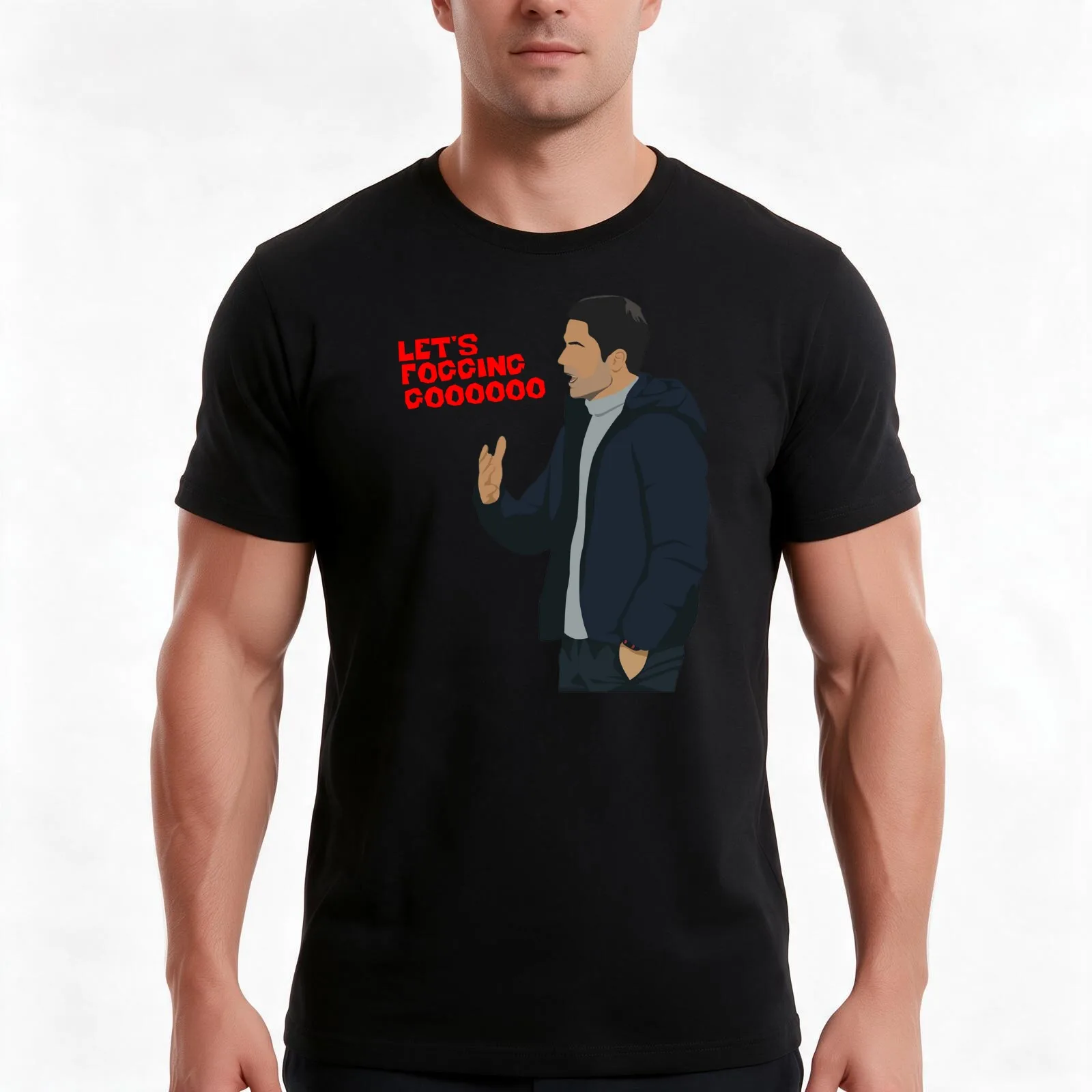 Mikel Arteta Let's Fogging Go T-Shirt, Summer Casual Cotton Tee, Oversized Streetwear Tops, Vintage Graphic Print, 100% Cotton