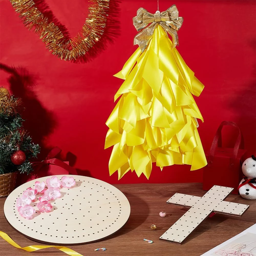 

1pcs wooden wreath board frame wooden round shape triangular cross flower wreath board with holes diy wreath decoration supplies