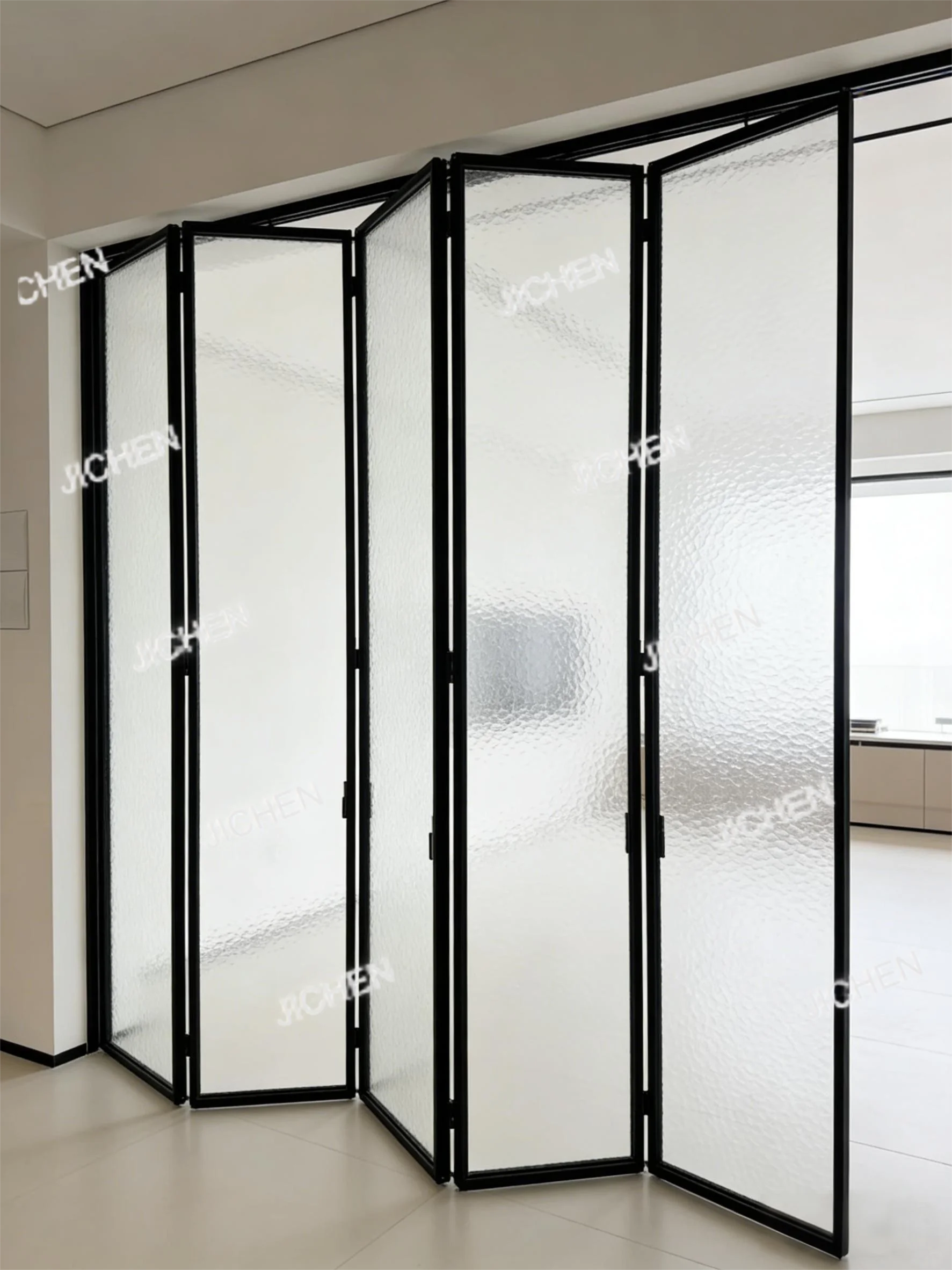 

Раздвижная складная дверь-перегородка JC из алюминия с узкой рамой и стеклом, класса люкс