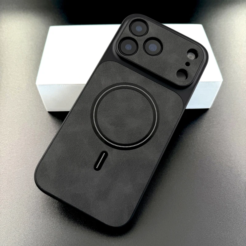 Funda de lujo Retra de cuero sintético para iPhone 17 16 15 14 13 Pro Max 17Pro 16Pro 15Pro 14Pro 13Pro para carga inalámbrica Magsafe 3
