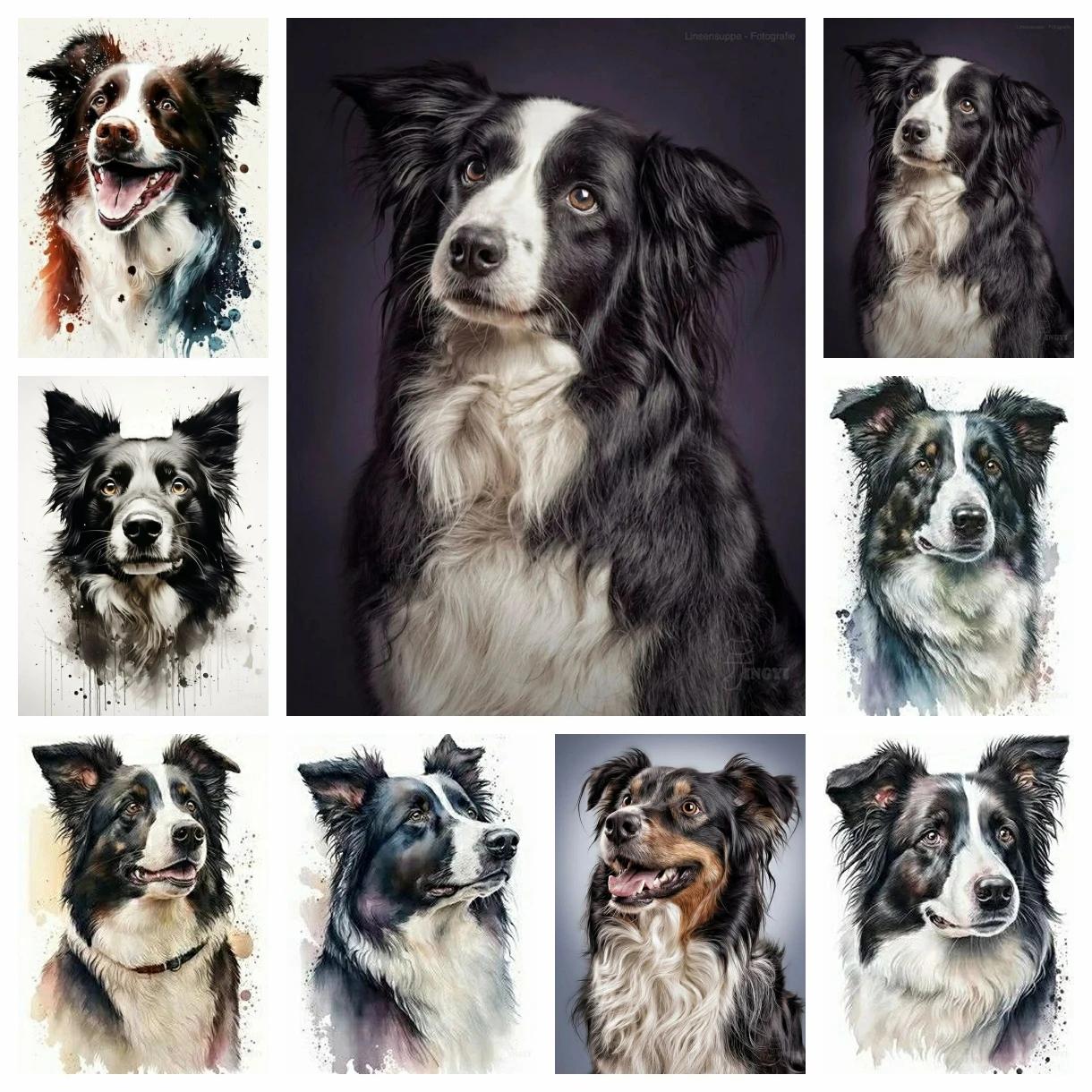 Australian Shepherd Border Collie Fantasy Pet Dog Diamond Painting Cross Stitch Kit Full Drill Mosaic Embroidery Home Decor 5D