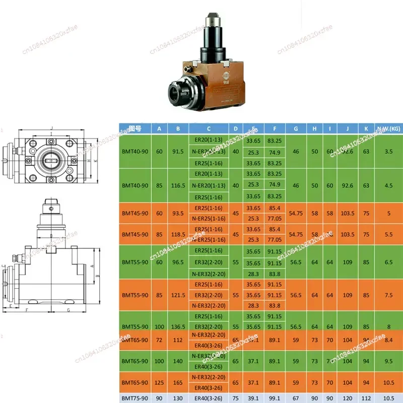 Turret Tool Turning and Milling Power Head  BMT40 BMT45 BMT55 BMT65 Radial Z Axis 0 ° Tool Holder