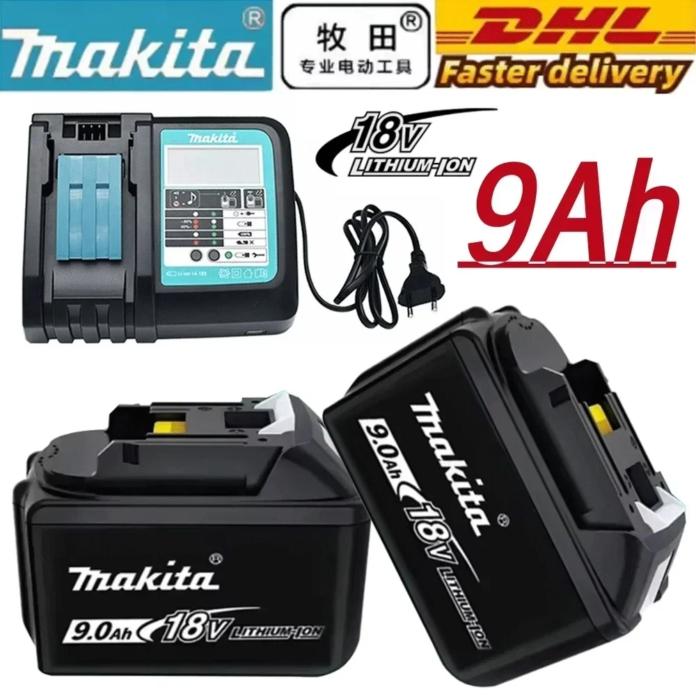 

New 100% Origina 18V Makita 5Ah 6Ah 9Ah Powerful tool battery+charger, For DDF487 lithium rechargeable impact drill household