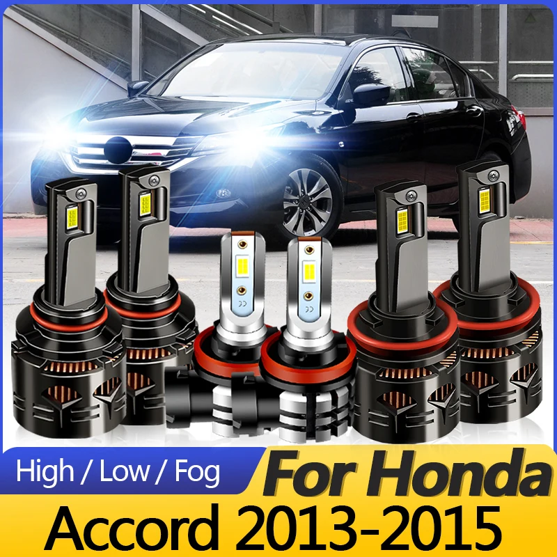 2 шт. белые светодиодные фары CANbus для Honda Accord 2013-2015, ближний и дальний свет, противотуманные фары, лампы 30000 лм, Plug and Play, автомобильные аксессуары