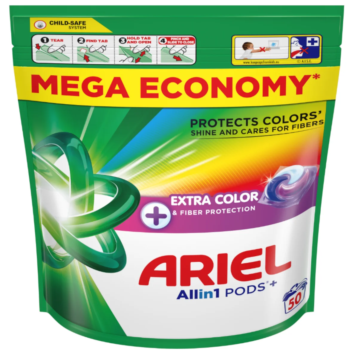 ARIEL Pods Plus Complete Care kleurwascapsules 50 stuks