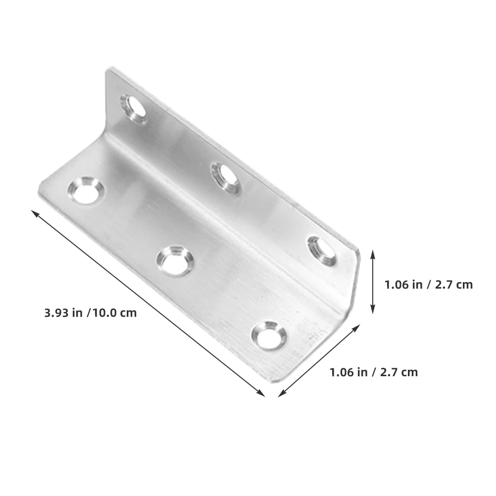 

6 Pcs Braces Stainless Steel Corner Code Brackets for Wood Support Right Angle Holder Fasteners Silver Heavy Duty Metal