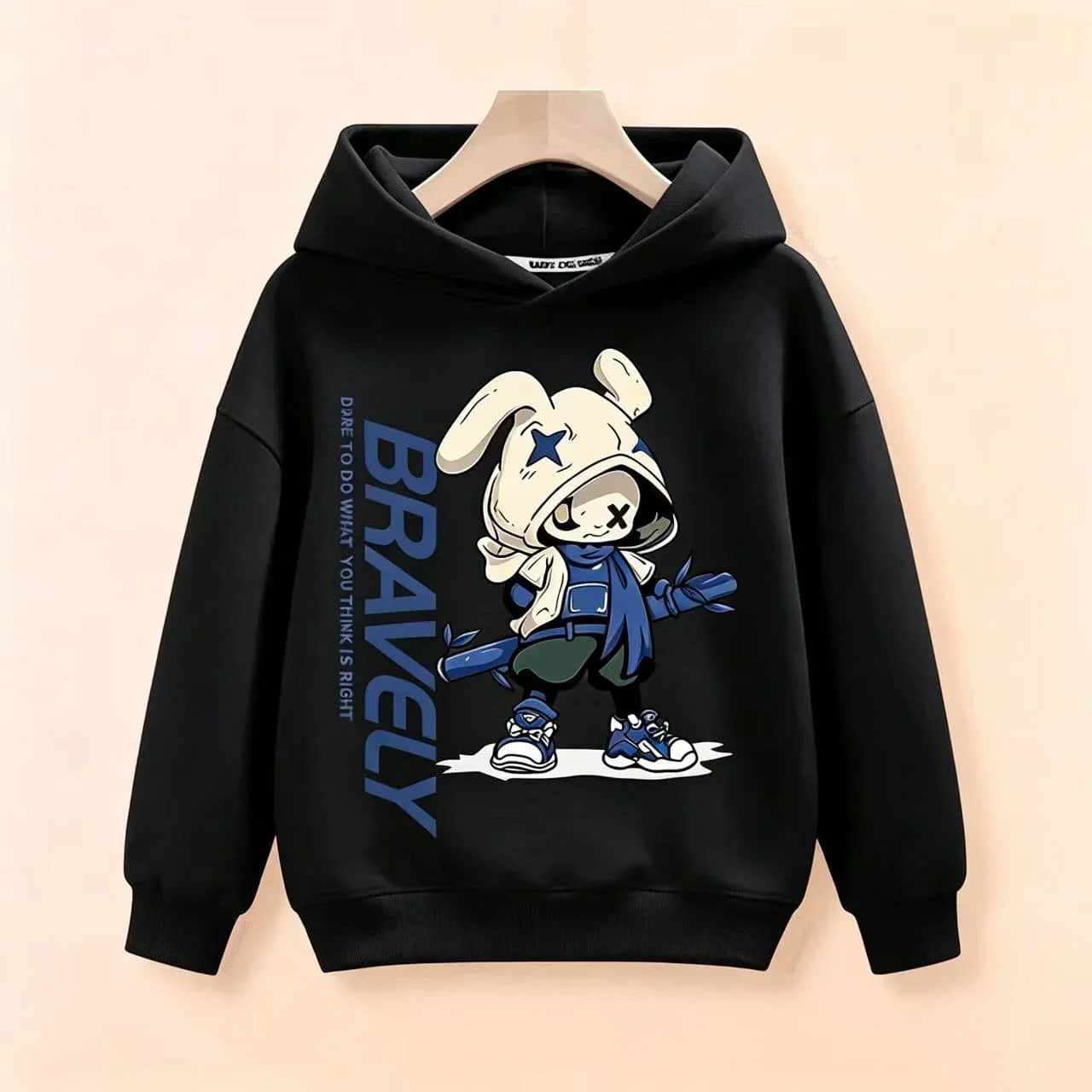 Children's Hooded Sweatshirt Autumn Winter Trend Soft Pullover Shirt with Eye-catching Cartoon Prints for Kids' Everyday Wear