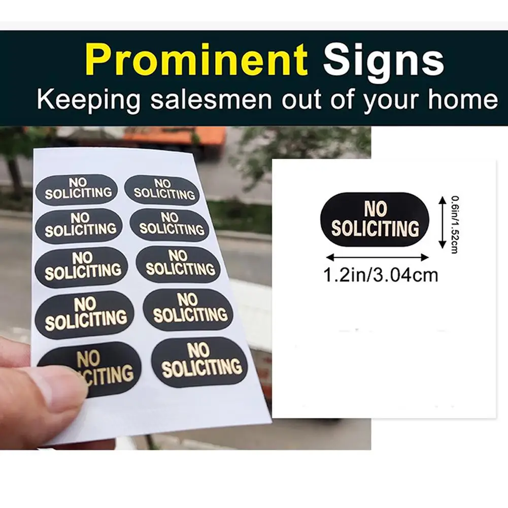 10pcs/20pcs No Soliciting Sign For Home Tiny Size Weatherproof Sticker For Video Doorbell, Front Door, Wall, Window