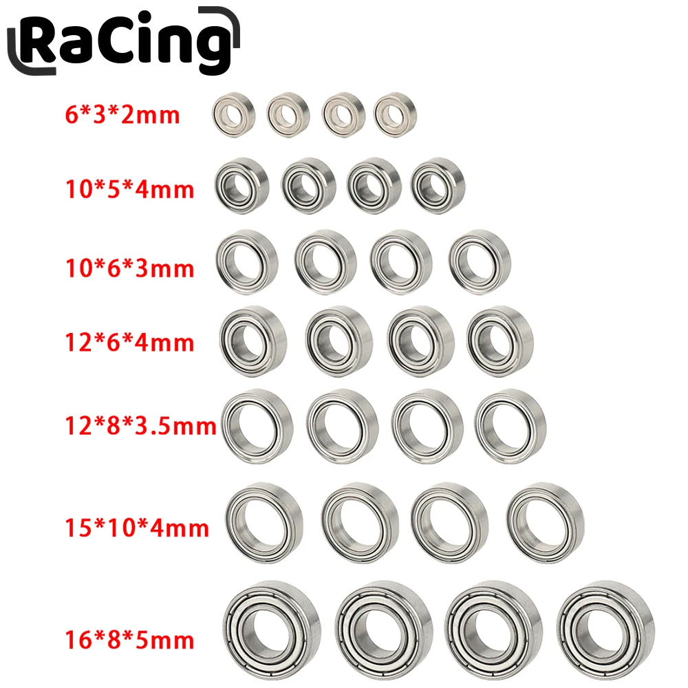 4 teile/los rc auto chrom stahl abgedichtet lager kit 6x3x2 3x6x2 10x5x4 5x10x4 10x6x3 6x10x3 12x6x4 12x8x3,5 15x10x4 16x8x5 8x16x5mm